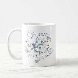 Bohemian Blue Green Floral Watercolor Quote Coffee Mug