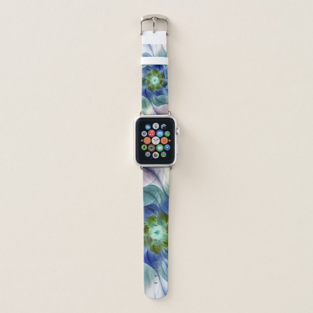 Bohemian Blue Green Fractal Flower  Apple Watch Band (Front)