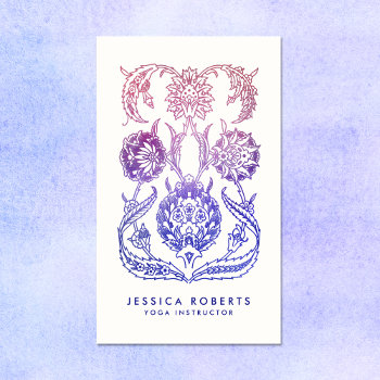 Bohemian Blue Purple Watercolor Floral Design Business Card by whimsydesigns at Zazzle