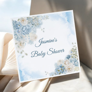 Bohemian Blue Rose Baby Shower Napkins