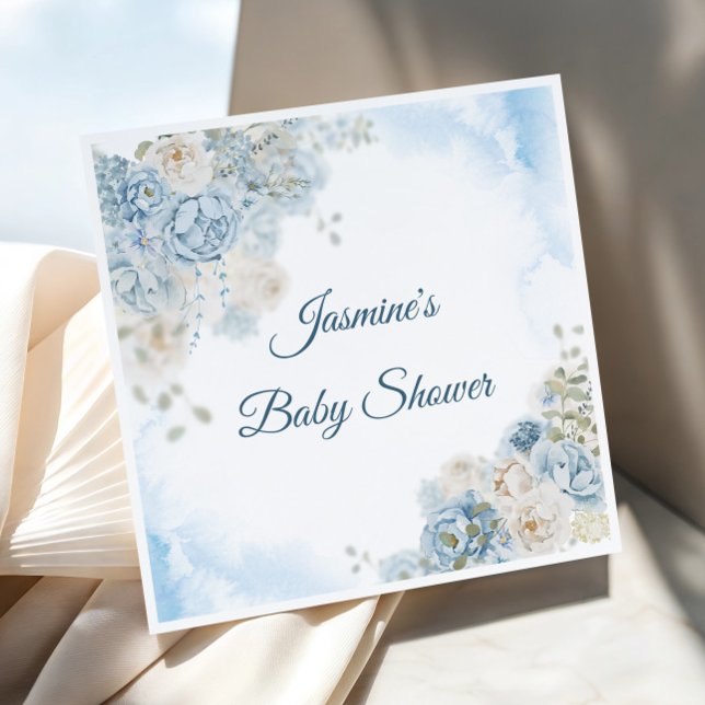 Bohemian Blue Rose Baby Shower Napkins (Creator Uploaded)
