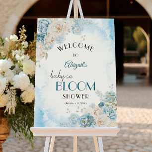 Bohemian Blue Rose Baby Shower Welcome Foam Board