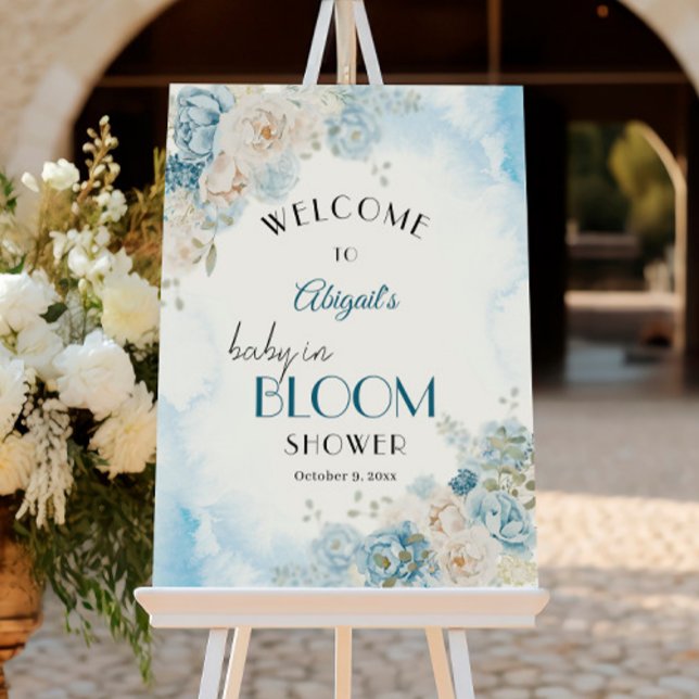 Bohemian Blue Rose Baby Shower Welcome Foam Board (Creator Uploaded)