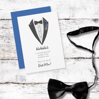 Bohemian Blue-Violet Best Man Proposal Invitation