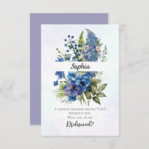 Bohemian Blue_Violet Bridesmaid Proposal Invitation