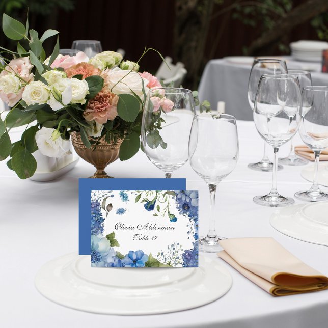 Bohemian Blue-Violet Floral Budget Wedding  Place Card (Creator Uploaded)