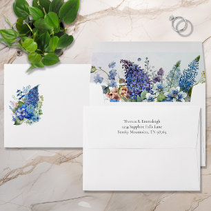 Bohemian Blue-Violet Floral Watercolor Envelope