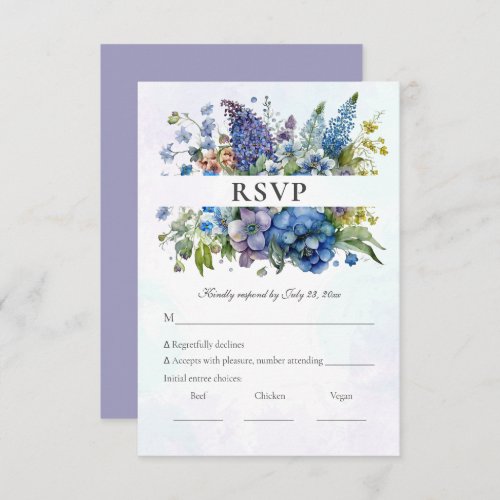 Bohemian Blue_Violet Floral Watercolor RSVP