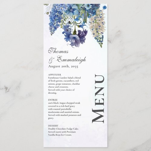 Bohemian Blue_Violet Floral Wedding Menu