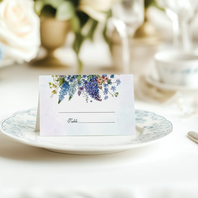 Bohemian Blue-Violet Floral Wedding Place Card (Creator Uploaded)