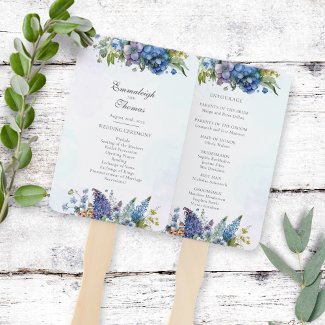 Bohemian Blue-Violet Floral Wedding Program