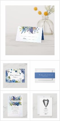 Bohemian Blue-Violet Floral Wedding Suite