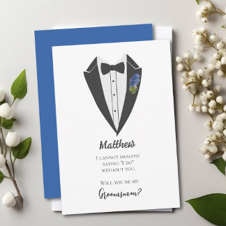 Bohemian Blue-Violet Groomsman Proposal Invitation