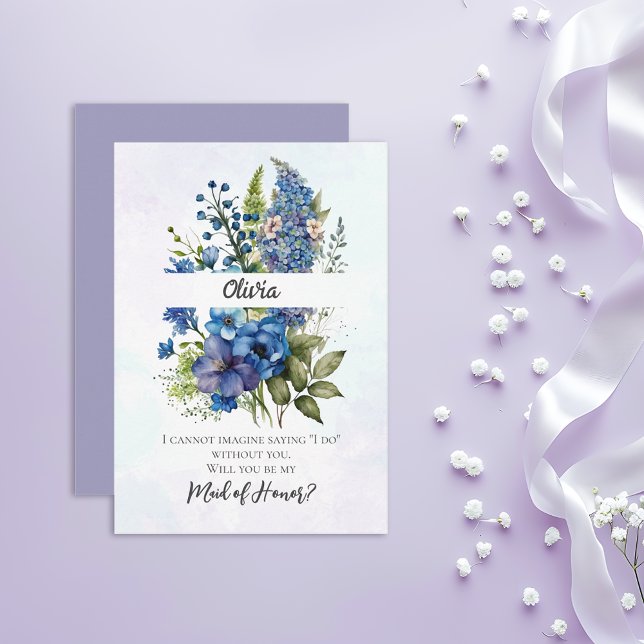 Bohemian Blue-Violet Maid of Honor Proposal Invitation (Creator Uploaded)