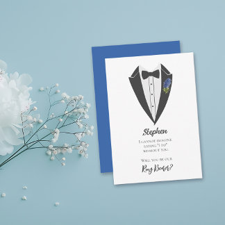 Bohemian Blue-Violet Ring Bearer Proposal Invitation