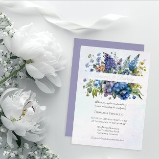 Bohemian Blue-Violet Watercolor Brunch & Bubbly