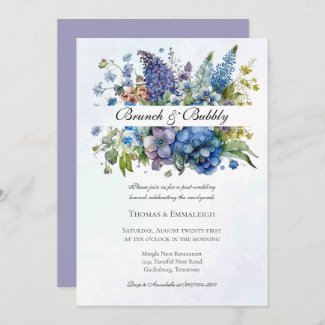 Bohemian Blue-Violet Watercolor Brunch & Bubbly