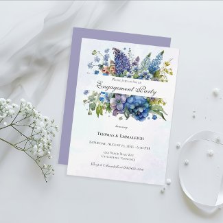 Bohemian Blue-Violet Watercolor Engagement Party