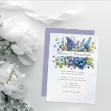 Bohemian Blue-Violet Watercolor Florals Wedding