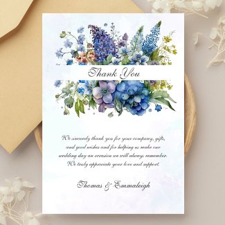 Bohemian Blue-Violet Watercolor Thank You