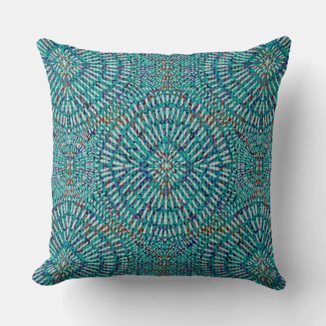 Bohemian blues pattern throw pillow (Front)