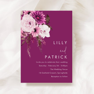 Bohemian Blush & Berry Floral Wedding Invitation