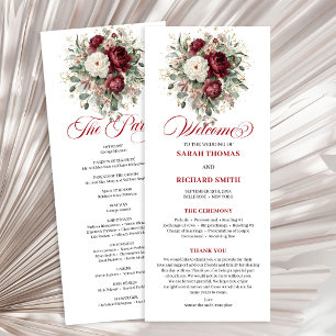 Bohemian Blush Burgundy Floral Wedding Program