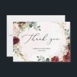 Bohemian Blush burgundy gold geometric wedding Thank You Card<br><div class="desc">Bohemian Blush burgundy gold geometric wedding thank you cards,  Contact me for matching items or for customization,  Blush Roses ©</div>