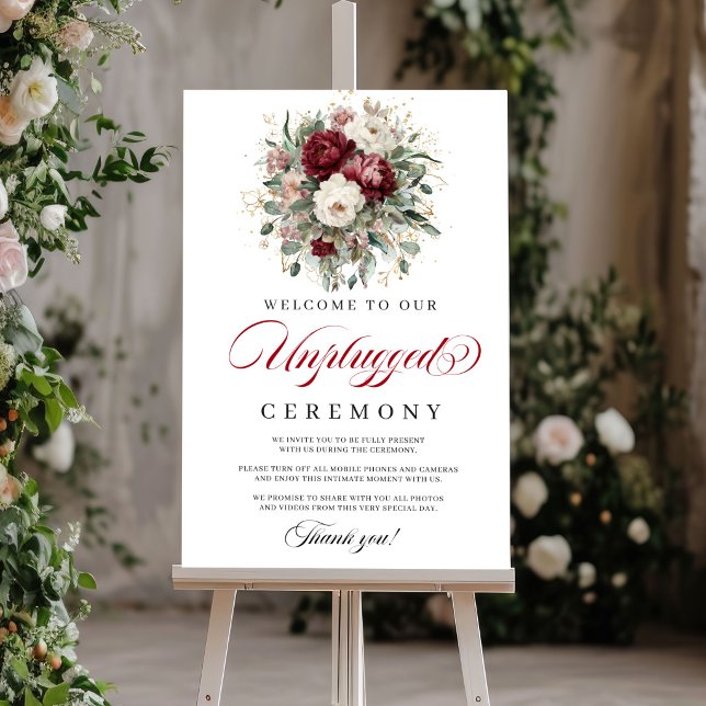 Bohemian Blush Burgundy Unplugged Ceremony Poster (Bohemian Blush Burgundy Unplugged Ceremony)