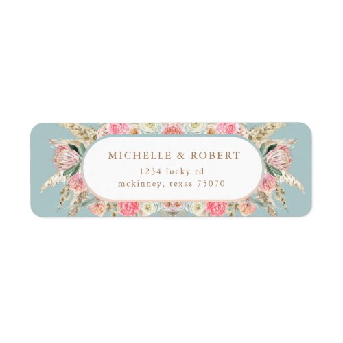 bohemian blush floral Return Address Label