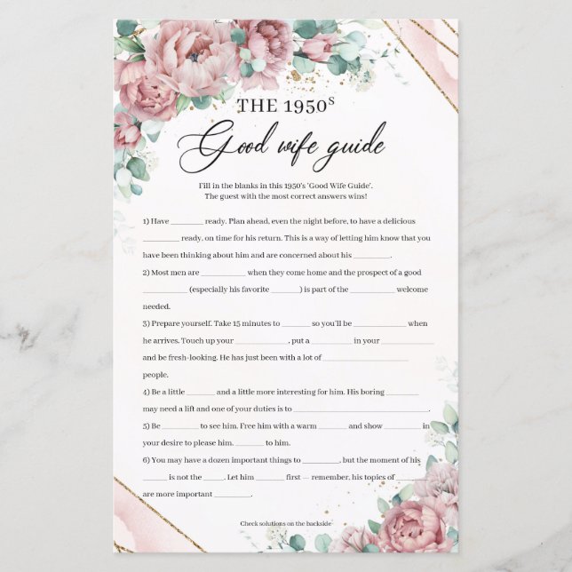 Bohemian Blush flowers The 1950s Good Wife Guide (Front)