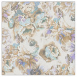 Bohemian blush lavender brown teal roses floral fabric