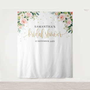 Bohemian blush pink floral roses bridal shower tapestry