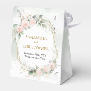 Bohemian Blush roses eucalyptus gold wedding Favor Boxes