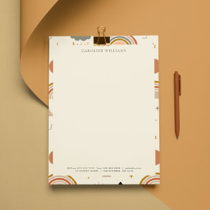 Bohemian Boho Abstract Rainbow Monogram Name Letterhead