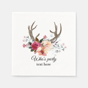 bohemian, boho, antler,  with flowers napkins