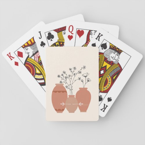 Bohemian Boho Art Abstract Flowers Vase Playing Cards