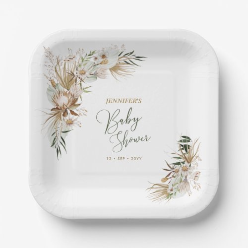 Bohemian Boho Baby Shower Decor Paper Plates