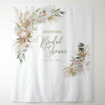 Bohemian Boho Bridal Wedding Shower Decor Tapestry<br><div class="desc">This beautiful custom tapestry is perfect for a boho wedding shower decoration. Your guests will enjoy taking a photo with this sophisticated bridal shower backdrop and remember your special day. The design features stylish script type " Bridal Shower " with bohemian botanical background. You can personalize the text(Name & Date)...</div>
