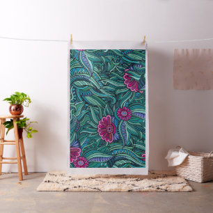 Bohemian Boho MOD Hippy Chic Flower Pattern Fabric