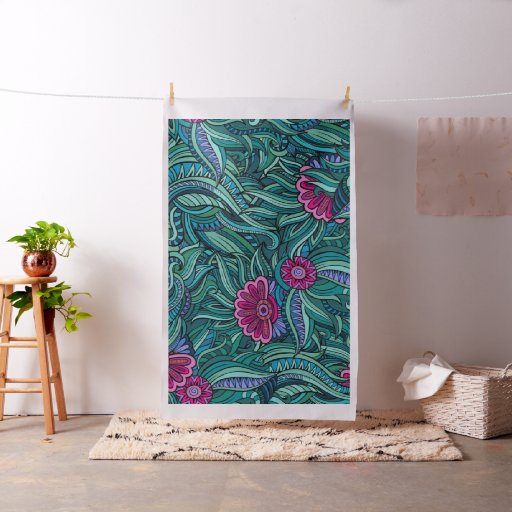 Bohemian Boho MOD Hippy Chic Flower Pattern Fabric