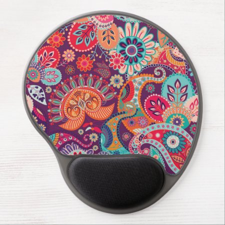 Bohemian Boho Mod Hippy Chic Flower Pattern Gel Mouse Pad