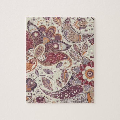 Bohemian Boho MOD Hippy Chic Flower Pattern Jigsaw Puzzle