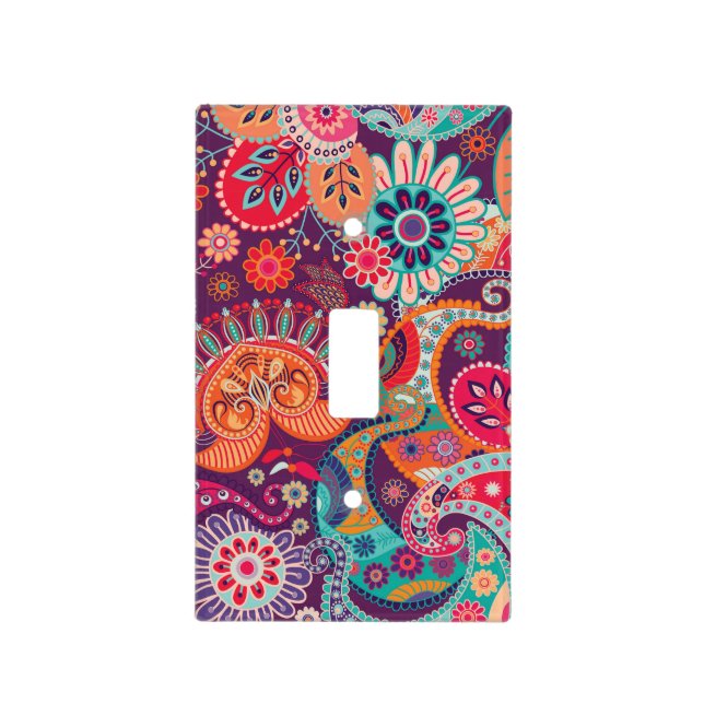 Bohemian Boho MOD Hippy Chic Flower Pattern Light Switch Cover (Front)