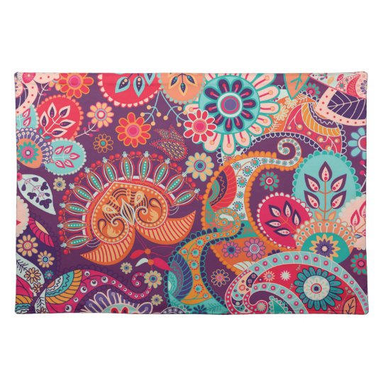 Bohemian Boho MOD Hippy Chic Flower Pattern Placemat | Zazzle.com