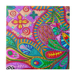 Bohemian Boho MOD Pattern Ceramic Tile