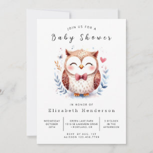 Bohemian Boho Owl Baby Shower Invitation
