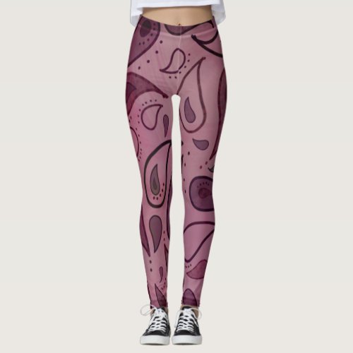  BOHEMIAN BOHO PINK PAISLEY YOGA PANTS