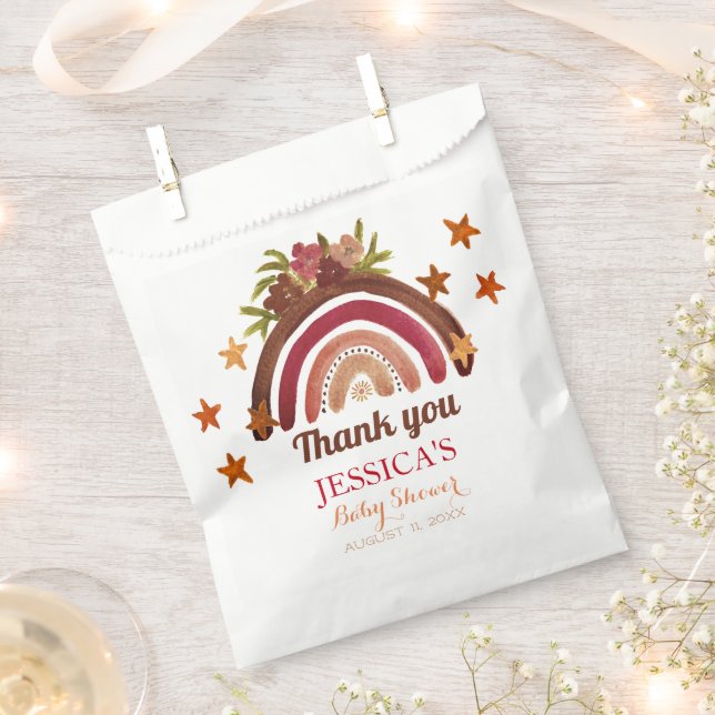 Bohemian Boho Rainbow Baby Shower Earthy Cute Favor Bag (Clipped)