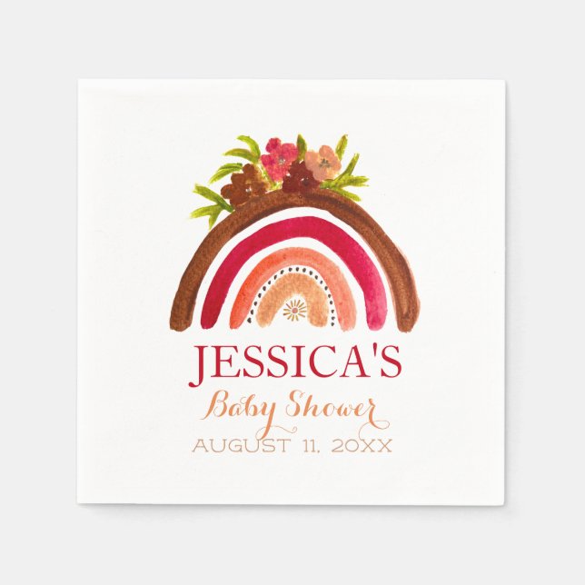 Bohemian Boho Rainbow Baby Shower Earthy Cute Napkins (Front)